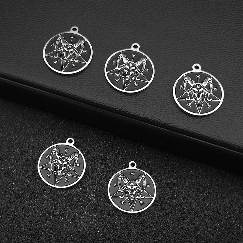 5 sztuk koza szatana unikalny pogański ręcznie robiony naszyjnik bransoletka ze stali nierdzewnej kolor srebrny Charms do tworzenia biżuterii DIY akcesoria