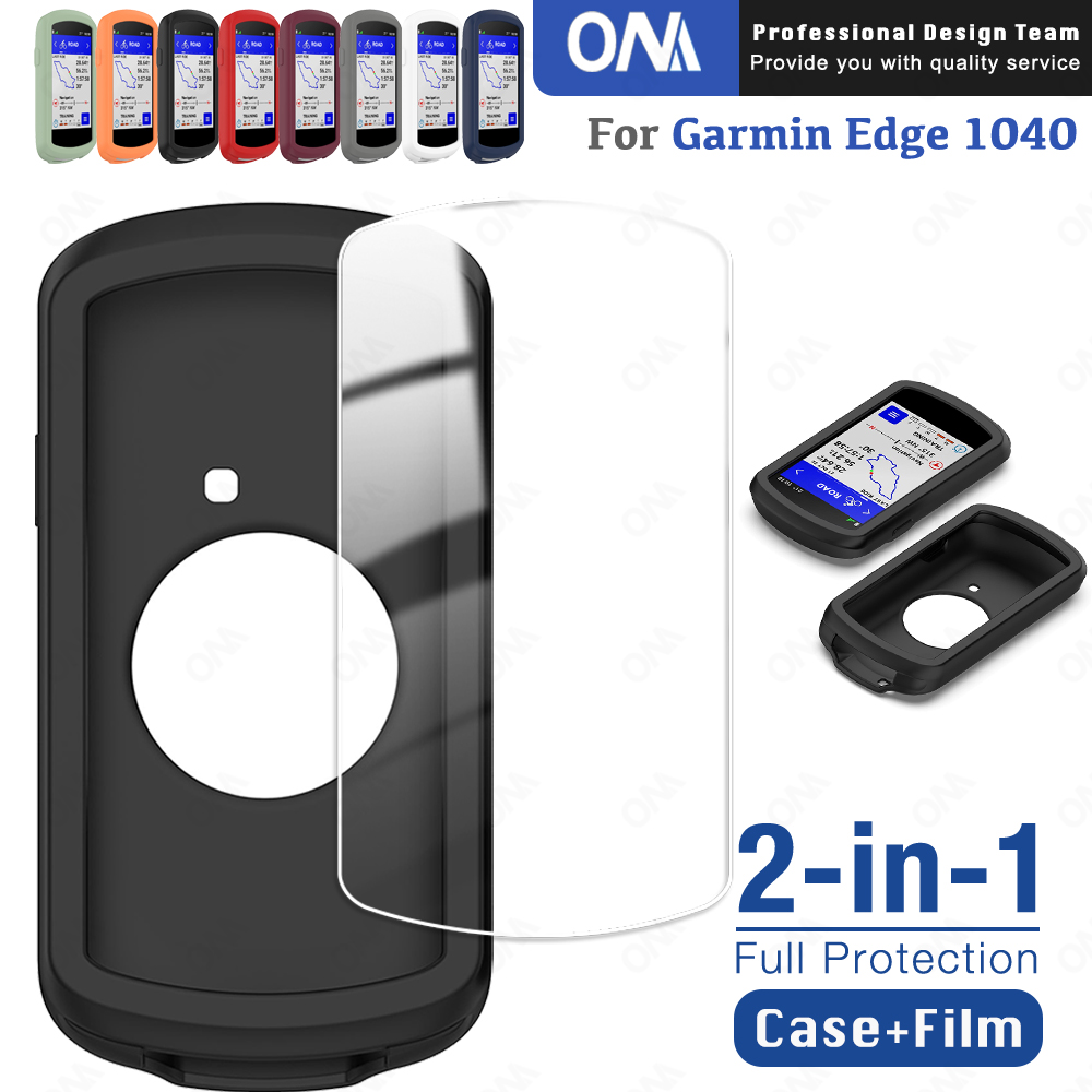 Casing kaca + silikon 2-IN-1 untuk Garmin Edge 1040 pelindung layar Film kaca Tempered & Bumper aksesoris casing pelindung