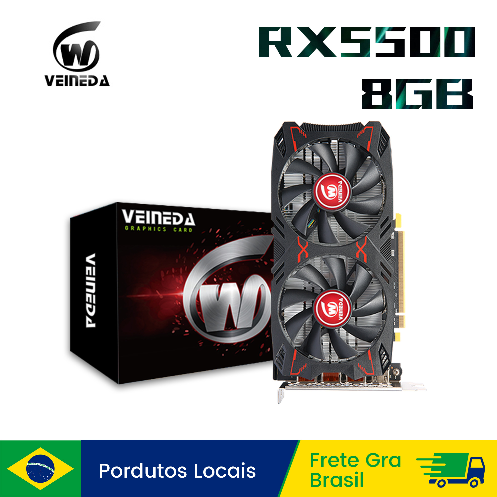 Veineda Grafische kaart RX5500 8GB GDDR6 RX 5500 Videokaarten PCI Express 4.0 X Desktop RX5500 8gb 128BiT