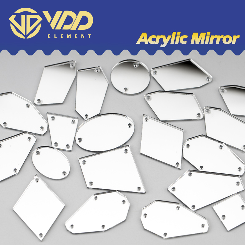 VDD 60/200 sztuk Mix rozmiar białe lustro akrylowe dżetów do szycia naszyć DIY rzemiosło płaskie powrót kamienie do szycia do dekoracji odzieży