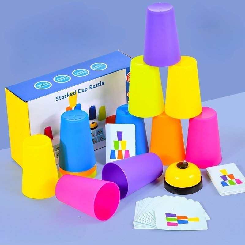 Montessori Spielzeug Stapel Tasse Spiel Mit Karte Kind Pädagogisches Intellektuelle Aufklärung Farbe Erkenntnis Logik Training Kinder