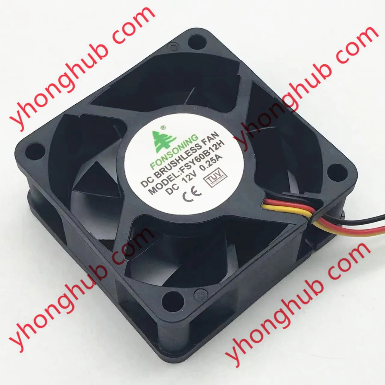 Kipas pendingin Server 3 kawat, FONSONING DC DC 12V 0,25 A 60x60x25mm