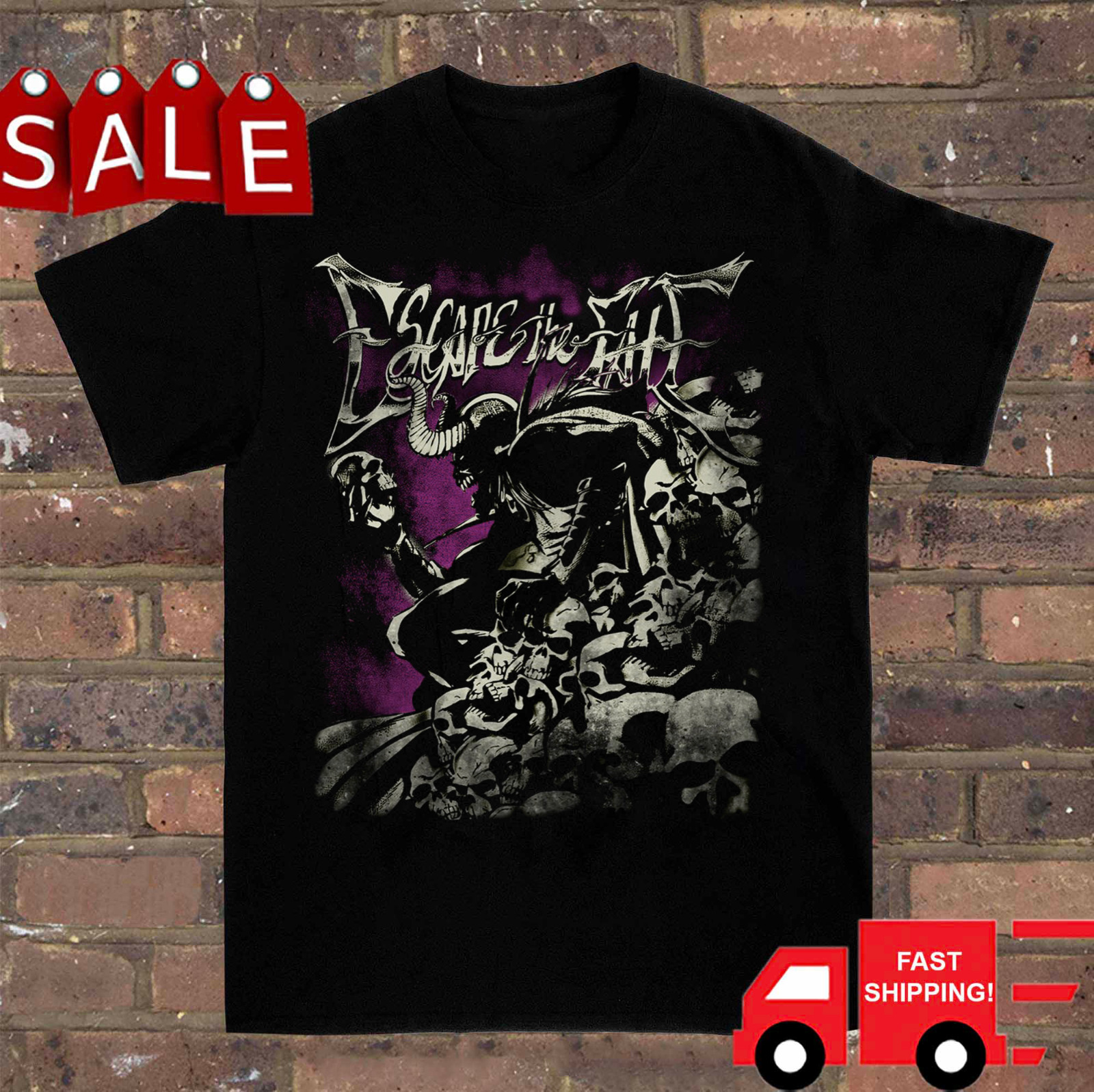 Camiseta de manga corta de Escape the Fate Lips, camisa negra Unisex, S-2345XL, HB162