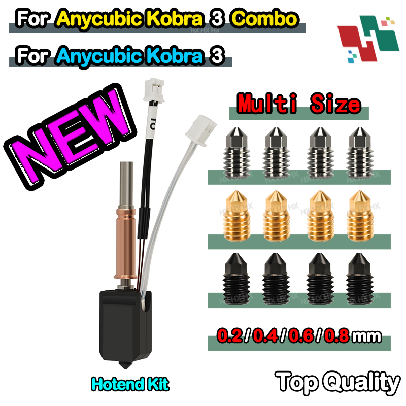 Para Anycubic Kobra 3 2,0 Hotend Kit nueva actualización Hotend para Kobra 3 Combo impresora 3D boquilla de acero endurecido de cobre y latón