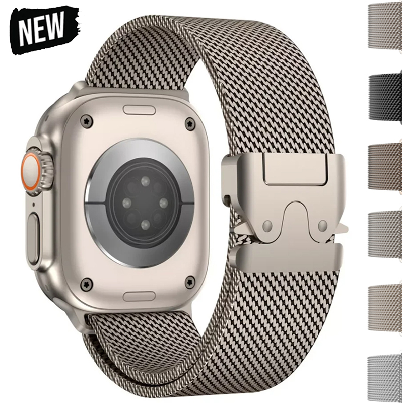 Milanese Loop สําหรับ Apple Watch10 Band Ultra2 49 มม.46 มม.45 มม.44 มม.42 มม.เข็มขัดสแตนเลสสําหรับ iWatch Series 10 9 8 7 6 5 4