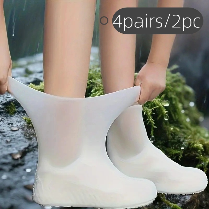 4 copriscarpe resistenti per tutte le stagioni - Impermeabili e antiscivolo con suola trasparente per escursioni, pioggia, neve, fango - Si adatta alla maggior parte delle scarpe