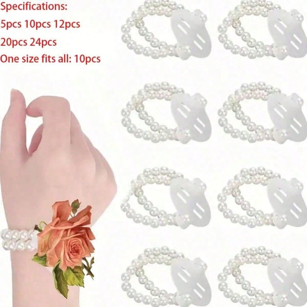 5/10/12/20/24 Stück – elastisches Perlen-Corsagen-Armband für Hochzeit, Abschlussball und Strandparty