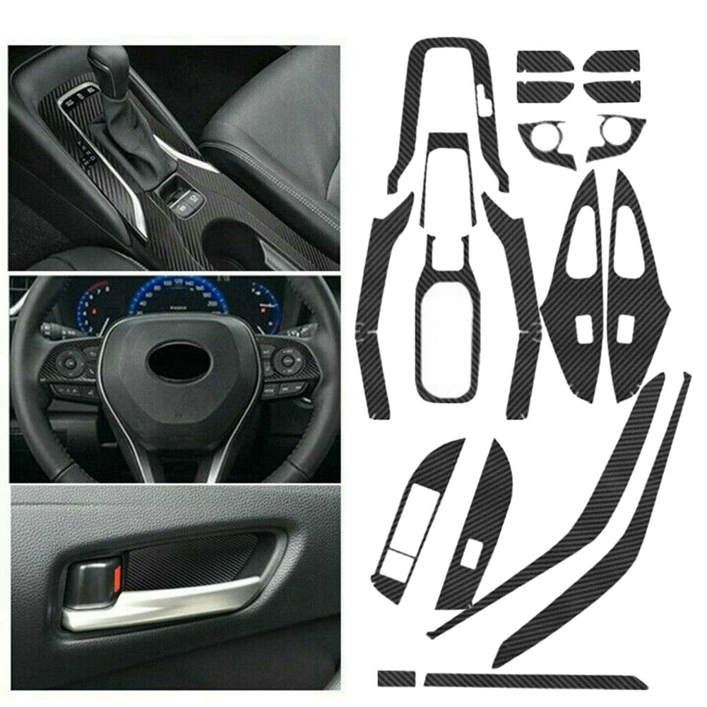 Analyste d'autocollants de panneau de vitesse de volant de console centrale de poignée de porte intérieure, LHD Fit pour Toyota CorTrust2019 2020, 19 pièces/ensemble, nouveau
