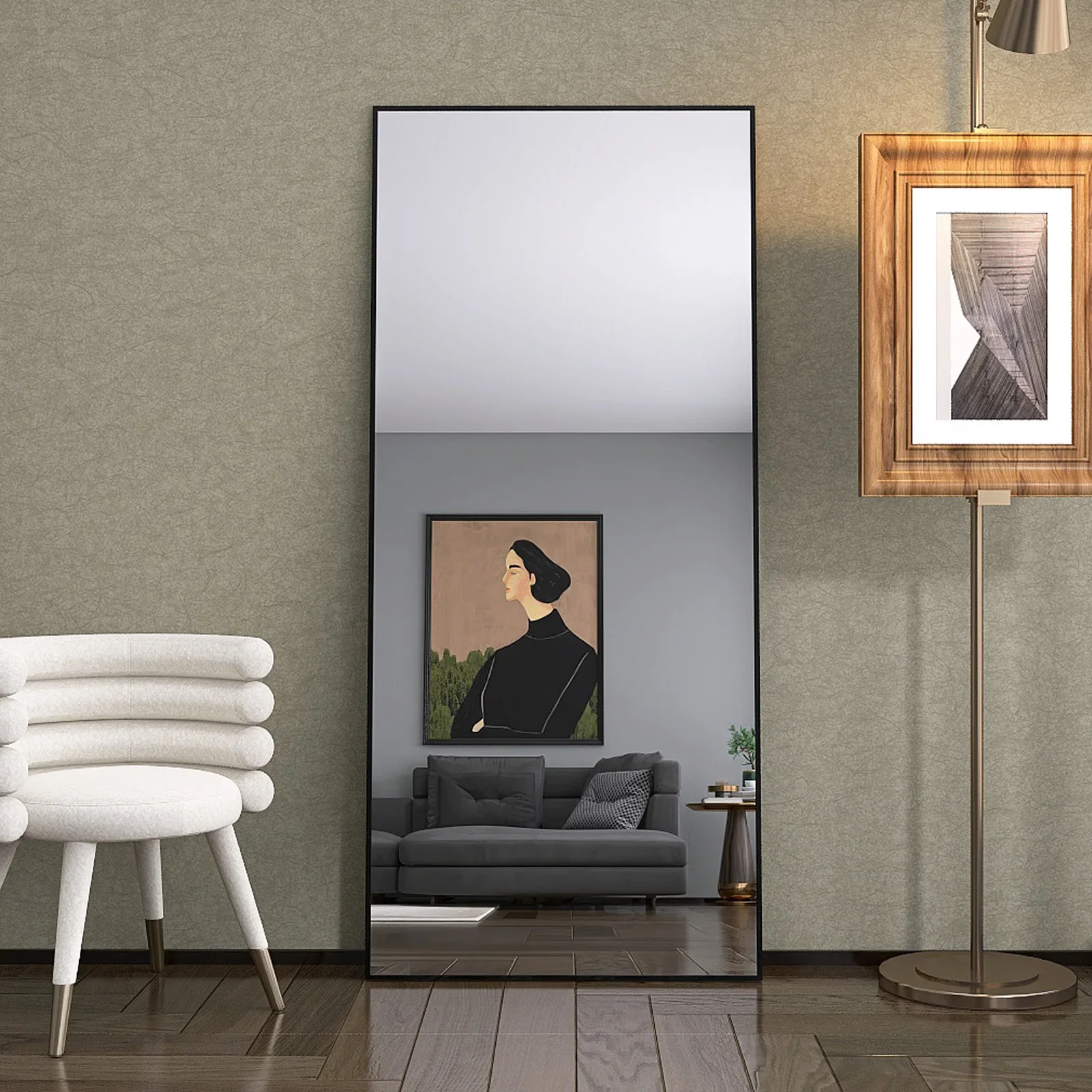 Anajqaqia Miroir pleine longueur - Miroir mural haute définition avec crochets, miroir de salon, de chambre à coucher et de dressing - 180x80 cm