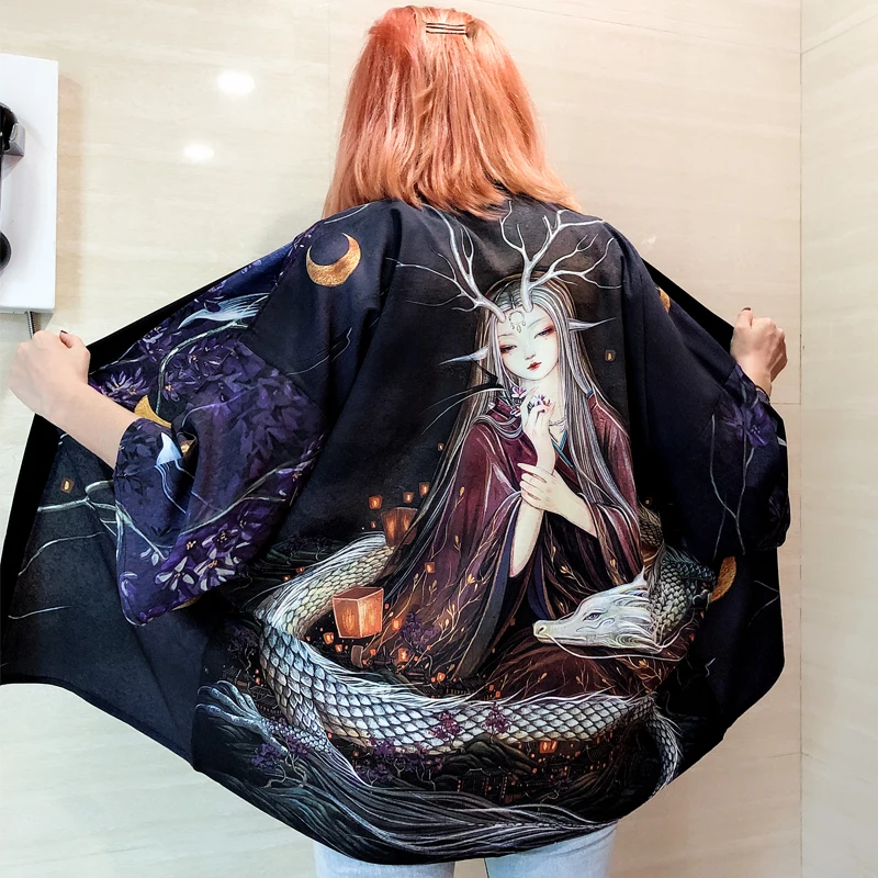 日本の着物女性カーディガン夏浴衣女性中国の着物原宿かわいい服ブラウスシャツ白羽織帯