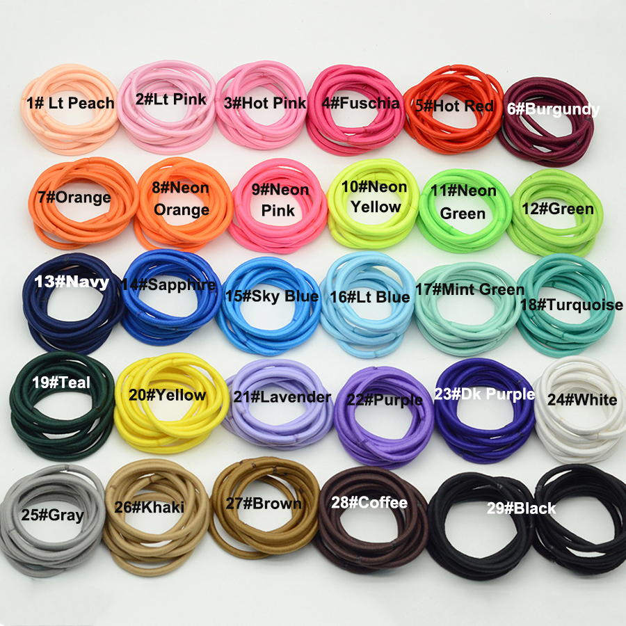 Faixas elásticas para cabelo, 50 peças, 4mm, suporte de rabo de cavalo, base de borracha, laços de cabelo, cordas de cabeça de coque, material para crianças artesanais, acessórios de cabelo