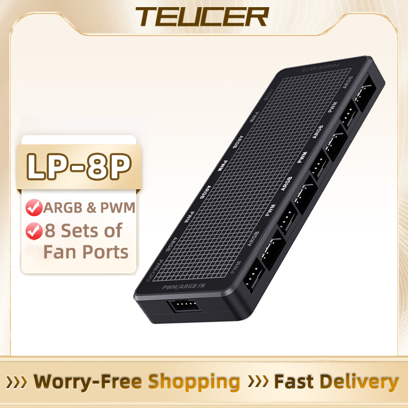 TEUCER 1 a 8 5V 3 Pin ARGB Controller ventola di raffreddamento Hub PWM Fan Hub PWM ARGB Fan Hub per 5V indirizzabile ARGB Computer PC Case Fan