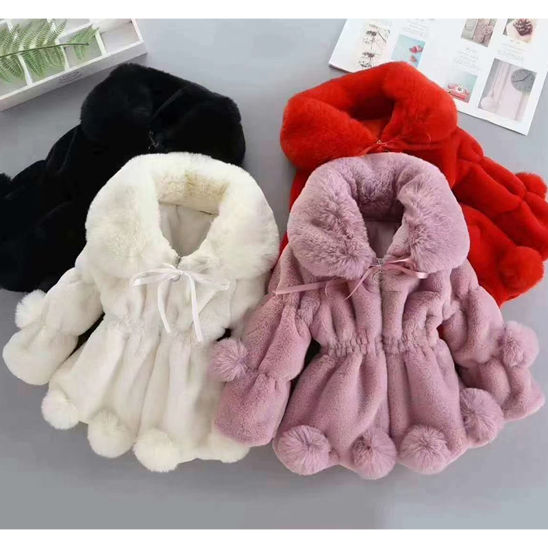 1-7 Năm Bé Gái Áo Khoác Mùa Thu Mùa Đông Ấm Faux Fur Coat Cho Cô Gái Giáng Sinh Công Chúa Outwear Thời Trang Sang Trọng trẻ Em Quần Áo
