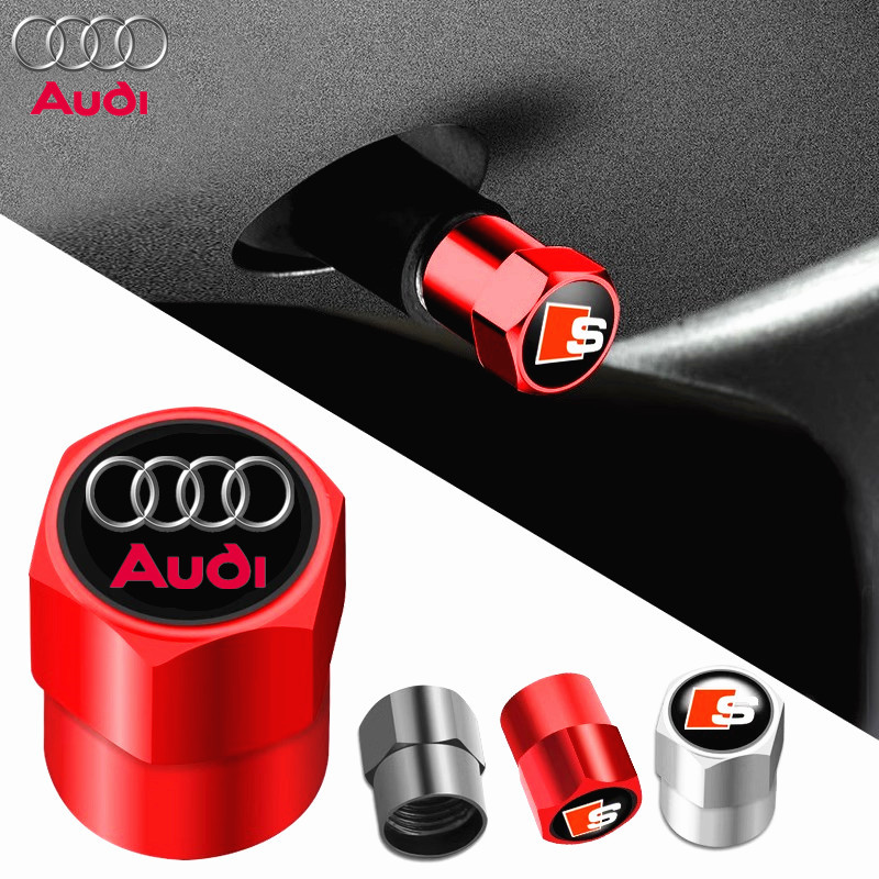 4 Uds. Tapas de vástago de válvula de neumático de rueda de Metal para Audi SLine A3 A4 A5 A6 A7 A8 Q2 Q3 Q5 Q7 Q8 S3 S4 S5 S6 S7 S8 RS3 RS4 RS5