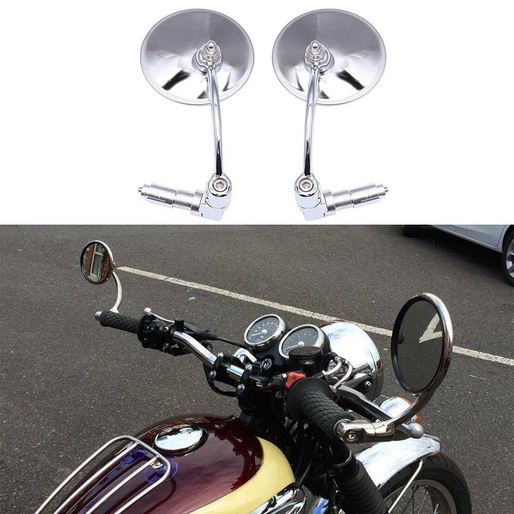 Aksesoris Sepeda Motor, cermin ujung Bar 7/8 inci sepeda motor bulat krom Universal untuk Honda Kasasaki Triumph Yamaha