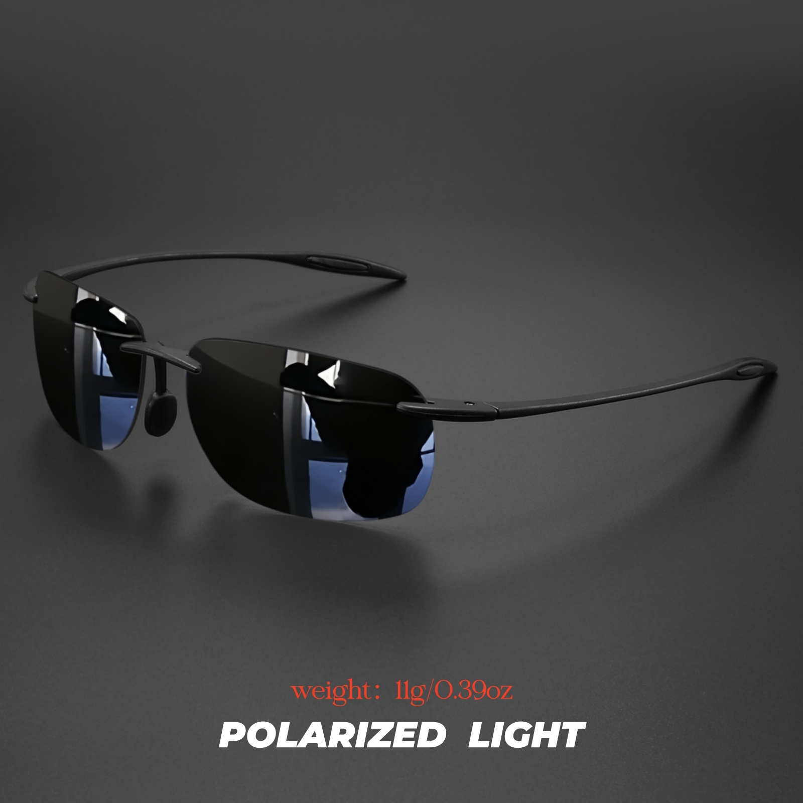 Occhiali da Sole Polarizzati Senza Montatura Ultra Leggeri 11g in TR90 - Flessibili e Comodi, Forma Quadrata per Guida, Pesca, Attività all'Aperto