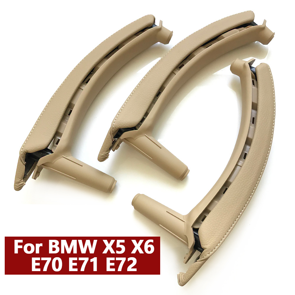 LHD Lewa prawa klamka wewnętrzna ze skórzanym zestawem montażowym do BMW X5 X6 E70 E71 E72 2007-2014