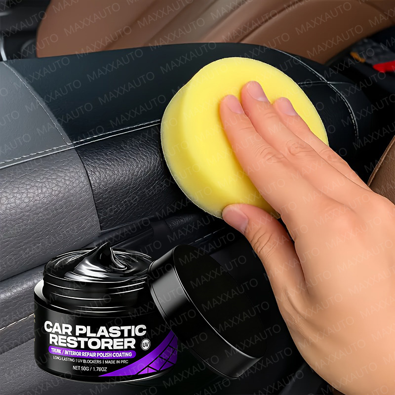 Rinnovatore per Plastica Auto, Ritorno al Nero Lucido, Cera per Interni in Pelle e Pannelli, Agente di Rivestimento, Lucidante e Riparatore per Auto