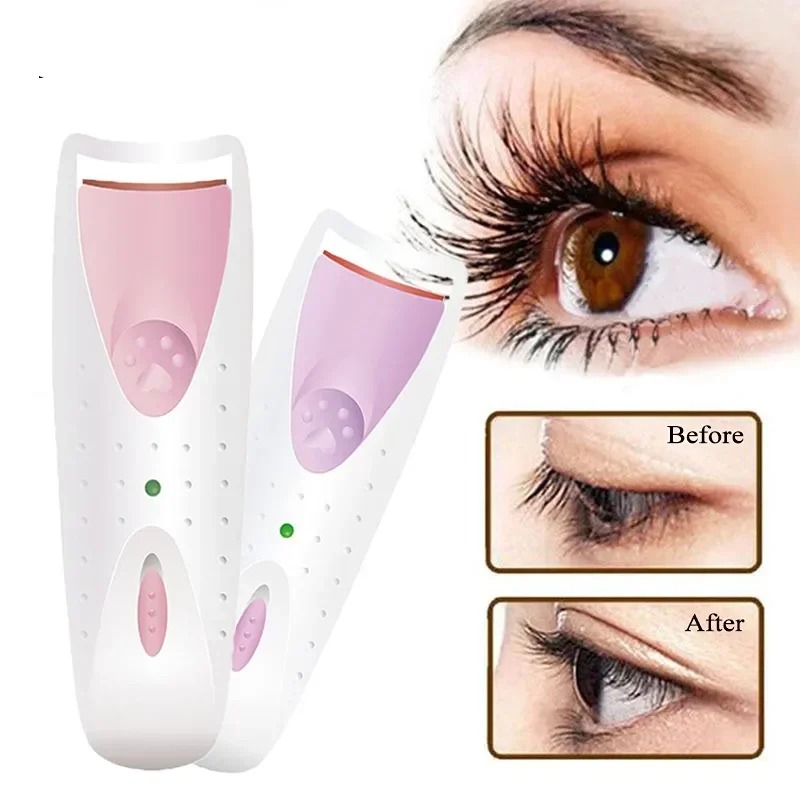 1pc modelador de cílios elétrico rosa duradouro e portátil moldar curling clipe de cílios modelo de carregamento aquecimento rápido, ferramenta automática