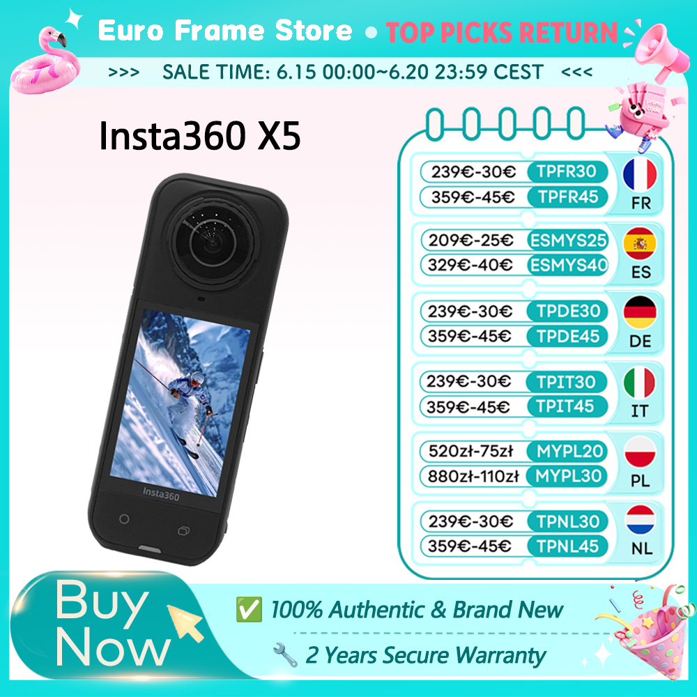 Local+ Insta360 X5 Neue Action-Kamera 8K 30fps Austauschbare Objektive Dreifach-AI-Chip Überlegene Leistung bei Schwachlicht 185 Minuten Laufzeit Insta360 X5