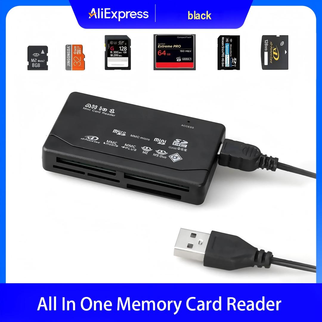 USB ออลอินวันเครื่องอ่านการ์ดหน่วยความจำภายนอกสำหรับ SD SDHC มินิไมโคร M2 MMC XD CF ใช้งานร่วมกับ MP3 กล้องดิจิตอล