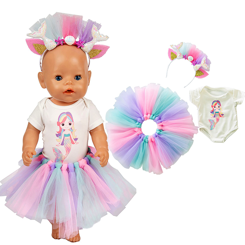 43cm bebê boneca sereia vestido 18 Polegada americano og menina boneca roupas brinquedos roupas de boneca