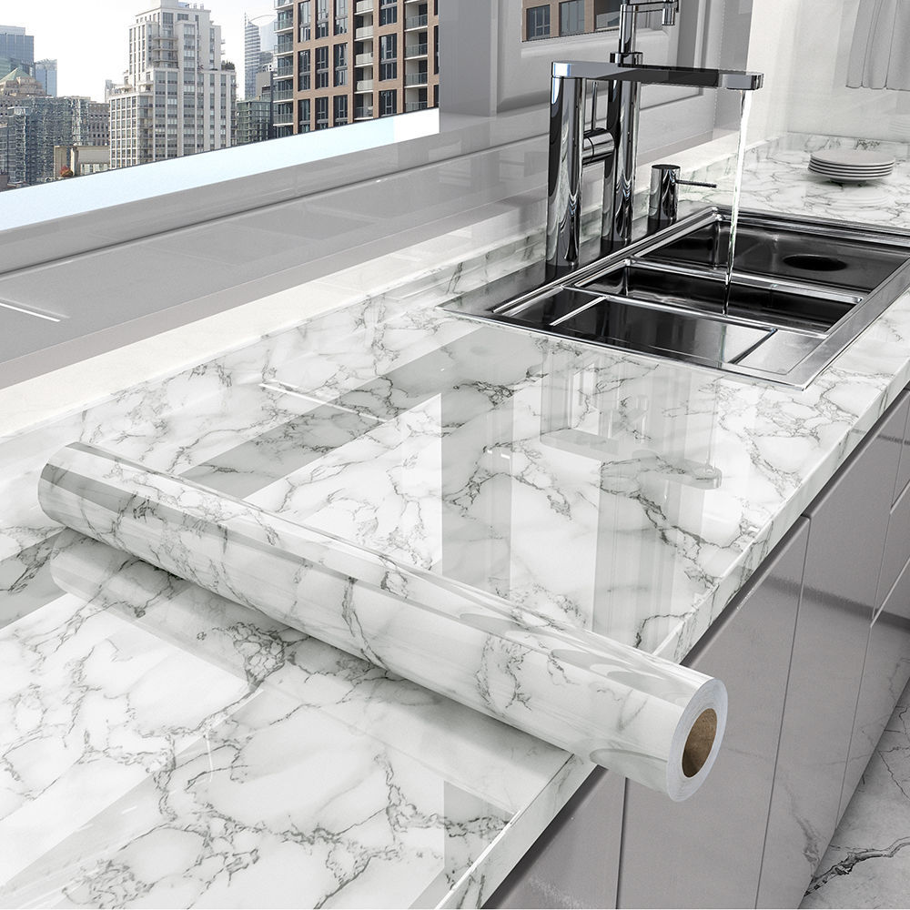 Pvc engrossado impermeável e à prova de óleo papel de parede de mármore auto-adesivo adesivo armário do banheiro cooktop desktop filme decorativo