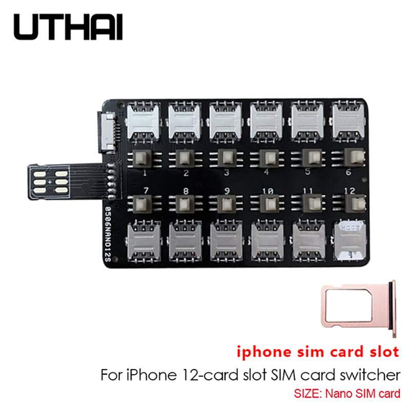 12カードスロット拡張simカードアダプタカードリーダー (iphone 5/6/7/8/x/xs) ミニsim simナノsimカードの再起動送料スイッチ