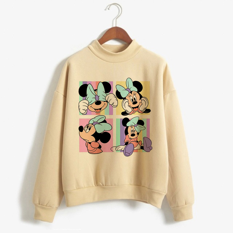 Sweatshirts Rollkragen Minnie Kawaii Cartoon Anime Sweatshirt Disney Mickey Mouse Hoodie Kleidung Mädchen Jungen Top Hoodies