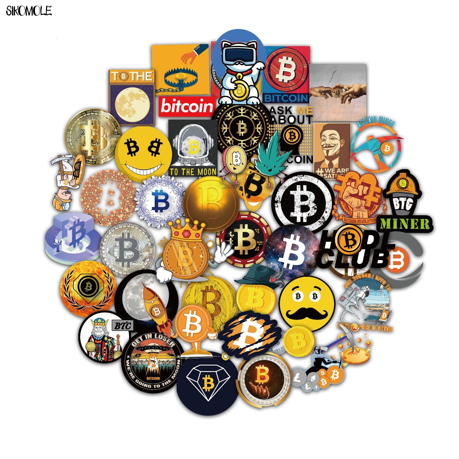 10/30/50Pcs Cartoon Bitcoin Versleutelde Virtuele Valuta Btc Stickers Helm Laptop Skateboard Bagage Graffiti Decals Sticker f5