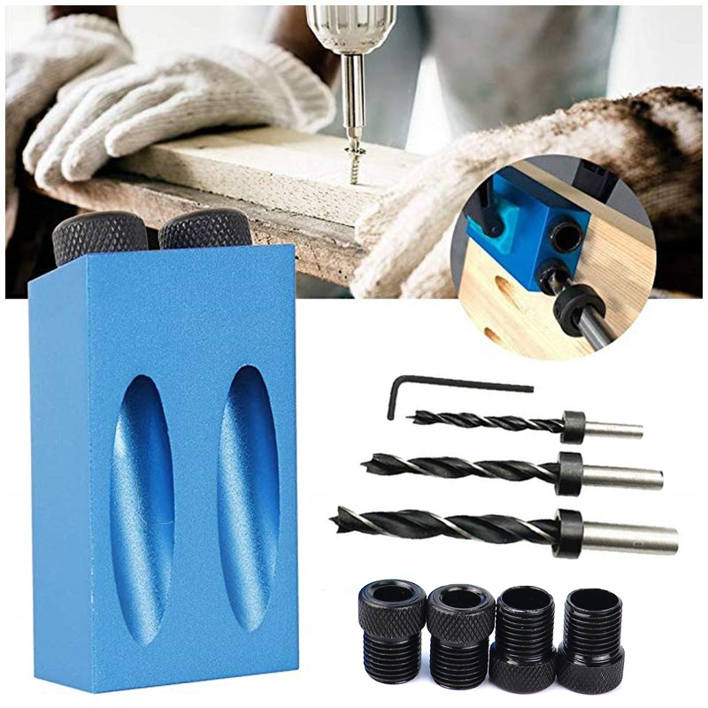 7 StĂŒck/14 StĂŒck Taschen-15-Grad-SchrĂ€gloch-Locator, Winkelbohrer-Locator, Holzbearbeitungs-Bohrer zur SchrĂ€glochpositionierung, Jig-Set G