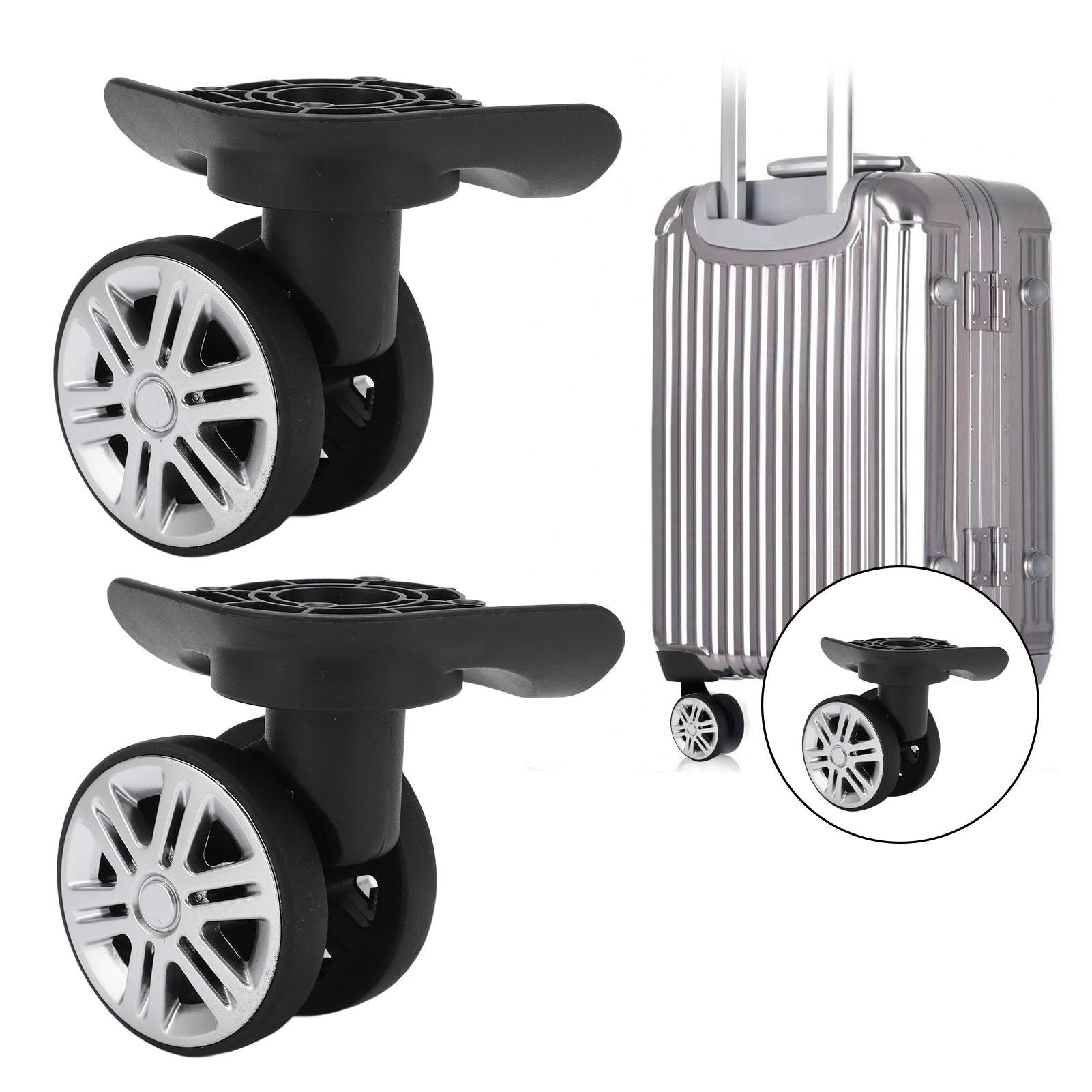 1 paar bagage zwenkwielen koffer zwenkwielen vervanging mute dubbele rij wielen