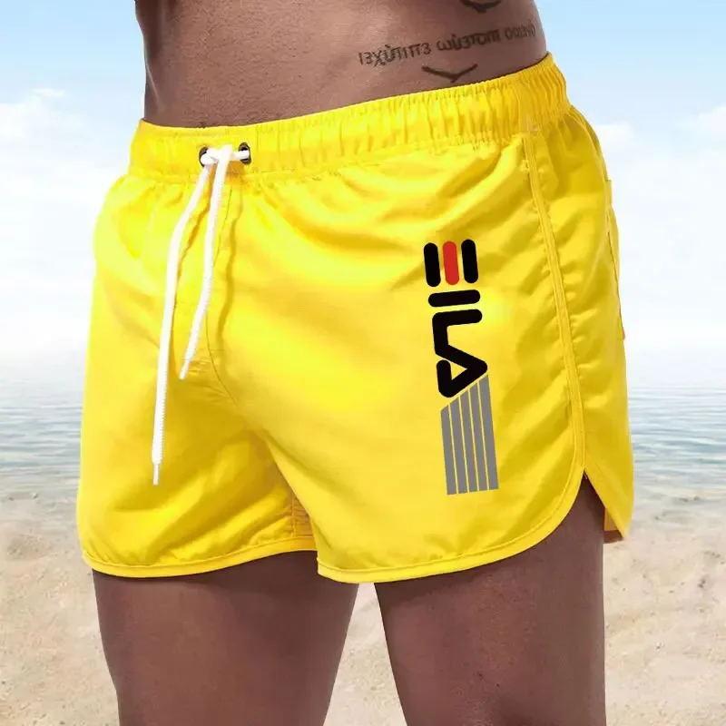 Sommer-Shorts für Herren, schnell trocknende Badeshorts, atmungsaktives Netz, schnell trocknende Surf-Strandhose, Herren-Fitnesshose, Shorts mit elastischem Bund