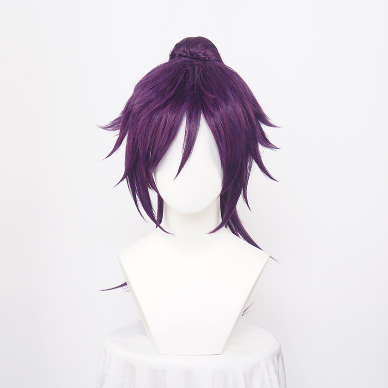 Shihouin Yoruichi peruki do cosplay włókno syntetyczne wysokotemperaturowe włosy fioletowe mieszane długi kucyk + czapka z peruką