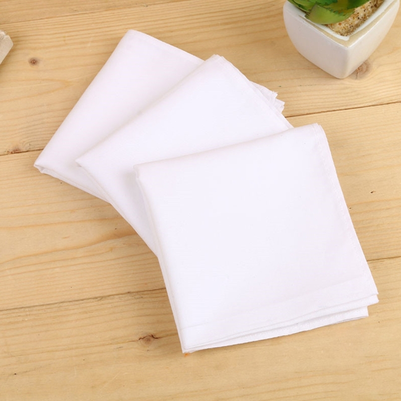 Lenço branco feminino bordado lenço algodão quadrado macio lavável lenço