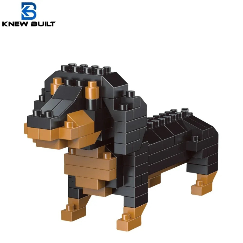 超ミニチュアダックスフント犬の組み立てブロックおもちゃキット、コーギー、プードル、初心者向け学習、インタラクティブな遊び時間、ペット、猫のブロック