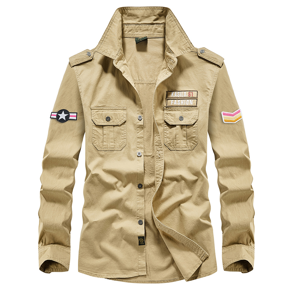 Oversize männer Shirts Männlich Langarm Oberhemd 6XL Reine Baumwolle Stickerei Plus Größe Militär Casual Shirt Männer Kleidung