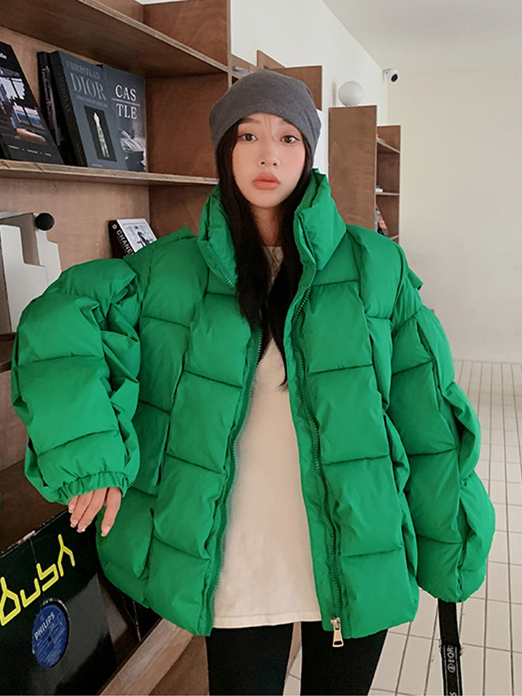女性用の厚手のニットルーズフィットコート,ショートジャケット,暖かいシャツ,スタンドカラー,女性用アウター,冬のファッション,2024