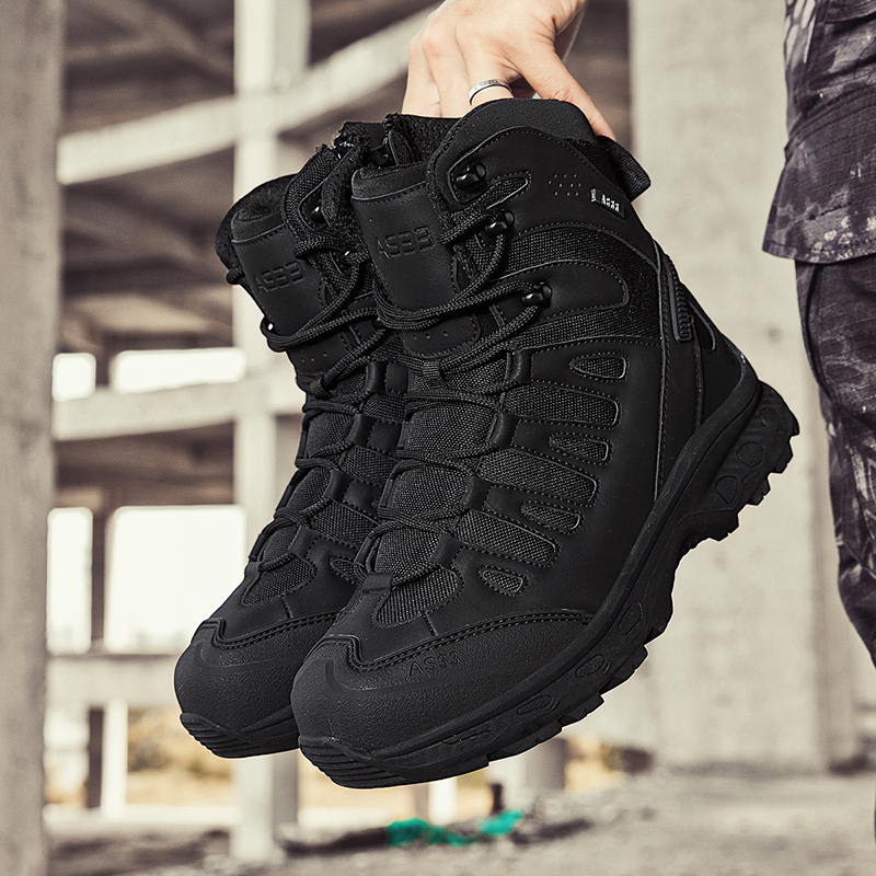 Botas táticas masculinas com cadarço, sapatos de caminhada no tornozelo, bota de trabalho no deserto, à prova d'água, tamanho plus, sapatos de escalada unissex