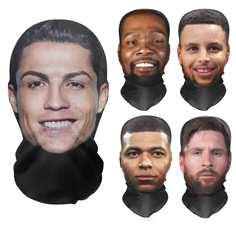 3d engraçado padrão malha máscara facial cabeça capa festa halloween cosplay adereços proteção uv escudo ronaldo padrão