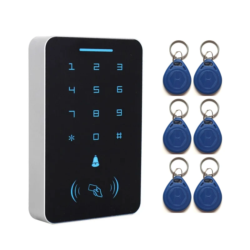 RFID 125Khz ID Điều Khiển Truy Cập Bao Da Kiêm Bàn Phím Số Bảng Điều Khiển Đầu Đọc Thẻ Cửa Hệ Thống + 6 RFID ID keyfobs
