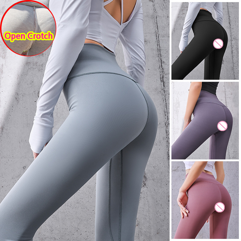 Mallas sexis con entrepierna abierta para mujer, pantalones para parejas, deporte al aire libre, bragas sin entrepierna, pantalones de levantamiento de glúteos con pantalones con cremallera oculta