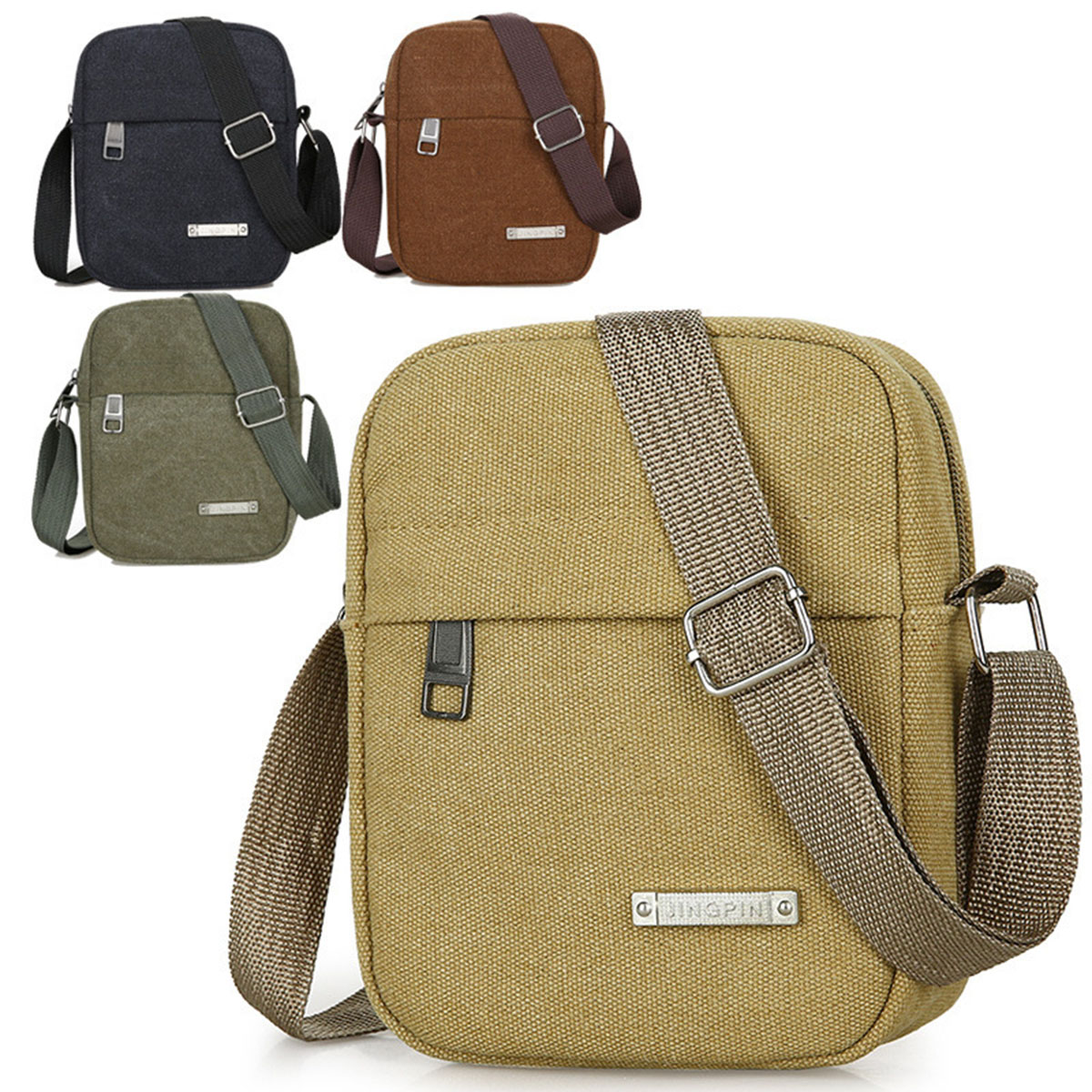 Heren casual canvas schoudertas Crossbody telefoonzakje Kleine rugzak Vrije tijd Tote handtas voor heren
