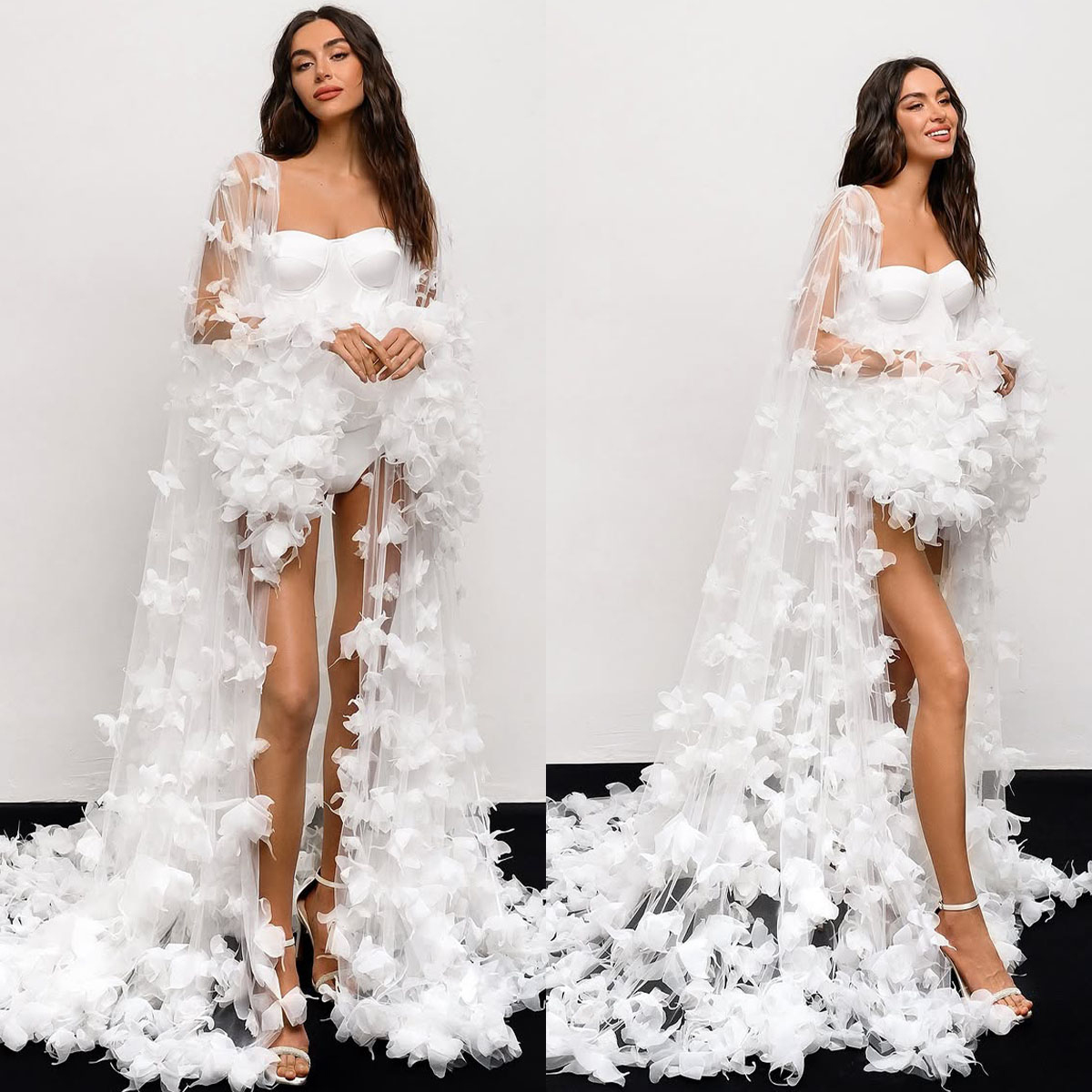 Albornoz moderno para mujer, vestidos de noche, camisones con mariposas 3D, ropa de descanso para el hogar, ropa de dormir de fiesta para mujer, rayón personalizado