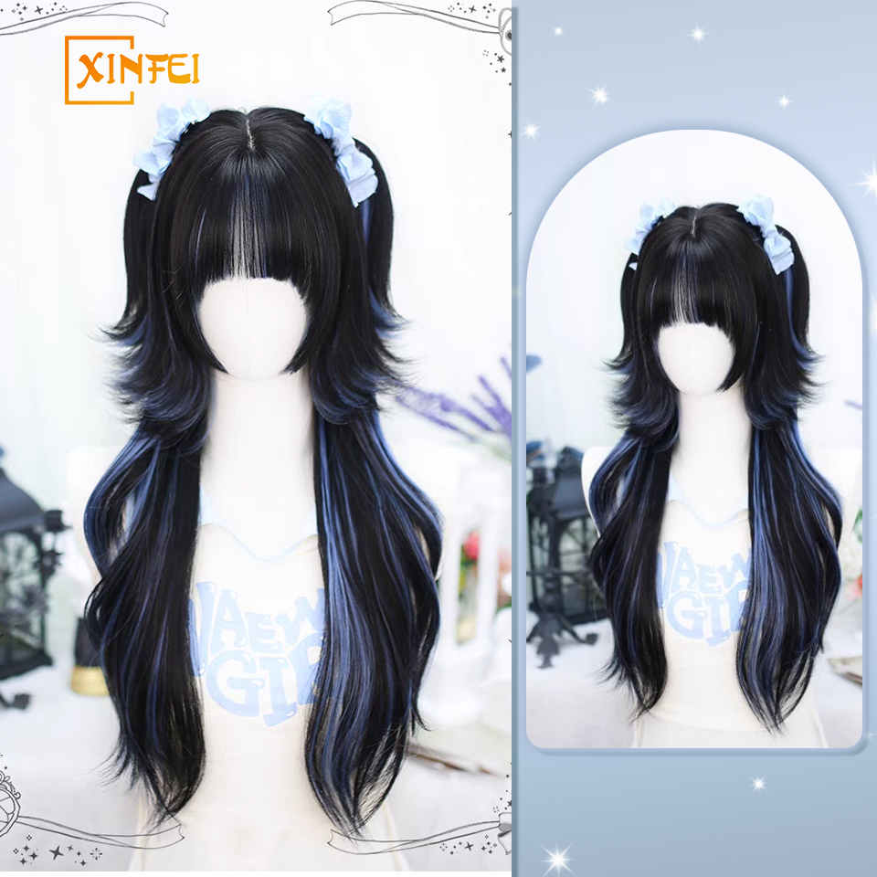 Xinfei-長い合成クラゲのかつら,波状,カーリー,コスプレ,原宿
