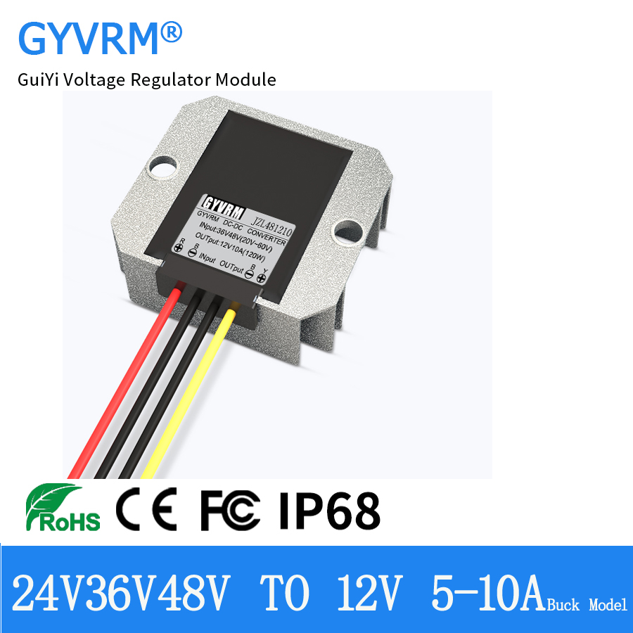 GYVRM 24V 36V 48V 60V à 12V 5A 6A 8A 10A convertisseur cc abaisseur 48V-12V régulateur de tension Buck voiture camion bateau alimentation