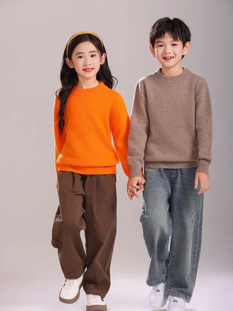 Kinderwollen trui Pullover Meisjeskleding Herfst Winter Jongens Dikke 100% Merinowol Truien Basic Baby Kids Kasjmier Tops