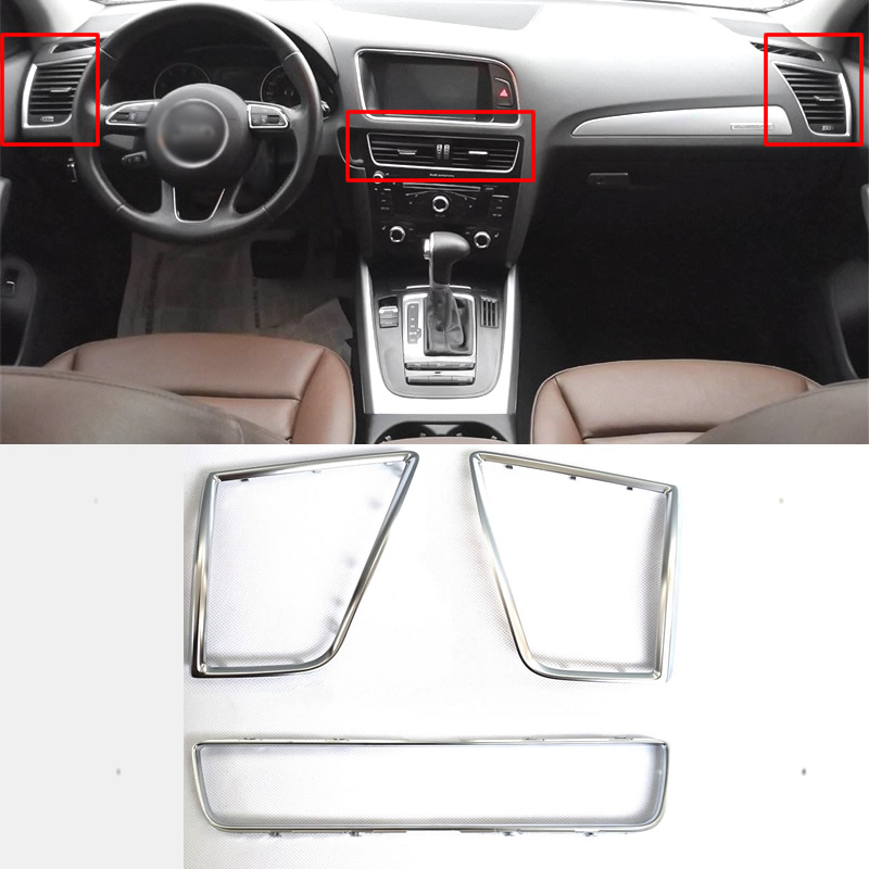 Original para audi q5 2009-2017 frontal esquerda/direita/médio tomada de ar condicionado a/c air vent cromo guarnição da placa decoração tampa