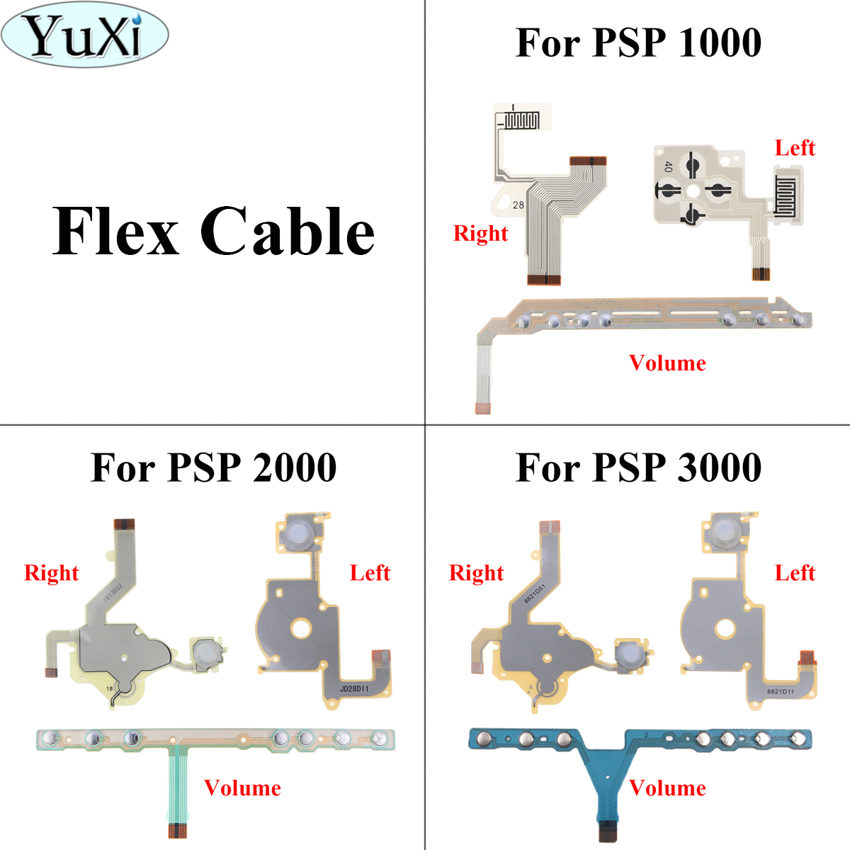 YuXi pour PSP 3000 2000 1000 bouton croisé de Direction touche gauche Volume clavier droit fil de ruban pour PSP2000 PSP3000 câble flexible