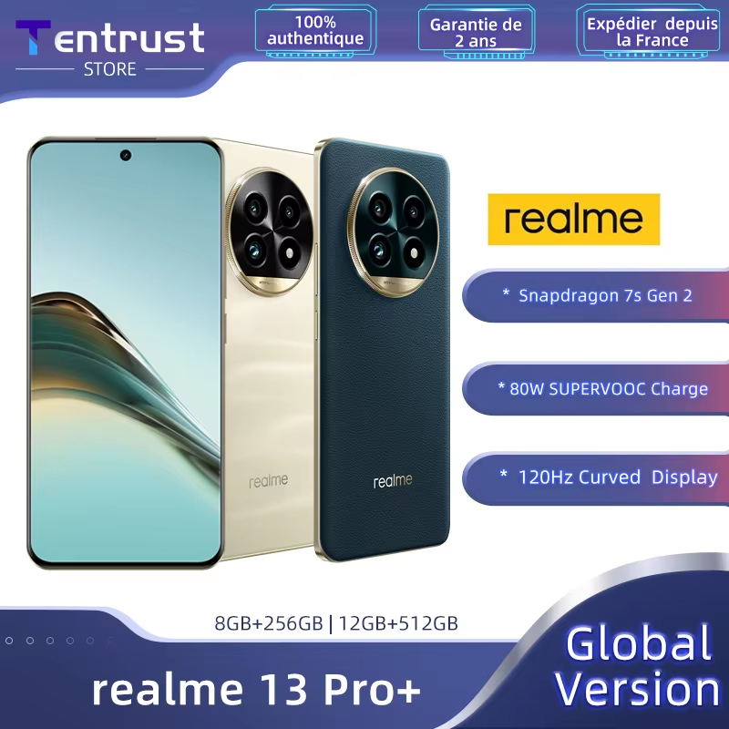 Globalna wersja realme 13 Pro Plus 5G Smartphone Snapdragon 7s Gen 2 120 Hz Curved Vision Display 80 W SUPERVOOC Charge AI Imaging
